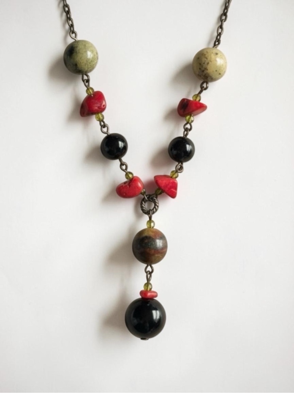 Emily Ray Sterling Silver Artisan Beaded Y Necklace 925 Gemstone Crystal Lariat